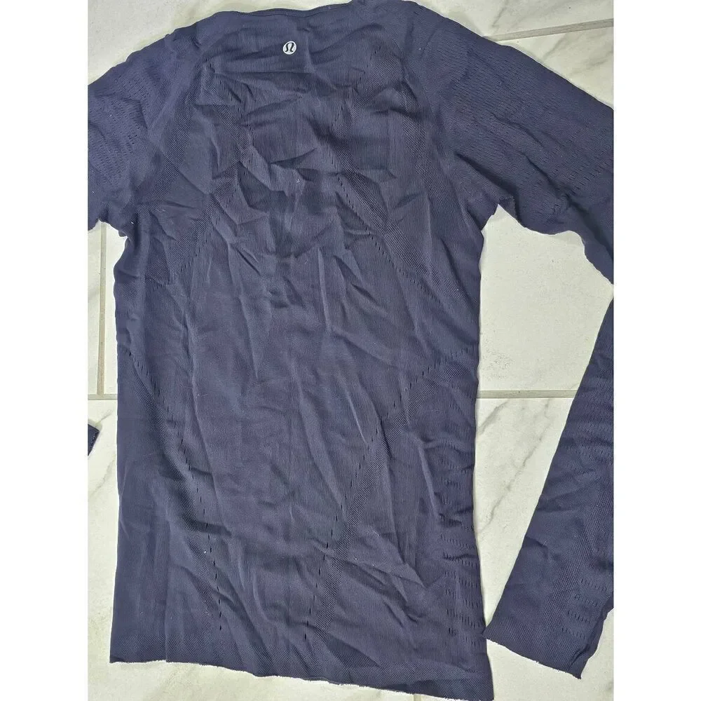 Lululemon Dark Navy Blue Reveal Long Sleeve Size 4/6 RARE Special Edition Breeze
